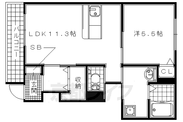 城陽市奈島のアパートの間取り