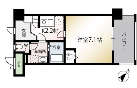 福岡市博多区綱場町のマンションの間取り