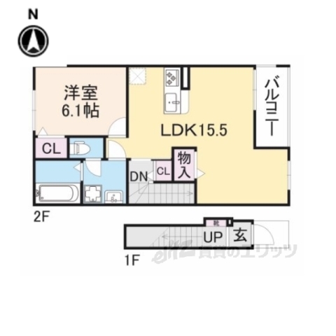 【天理市石上町のアパートの間取り】