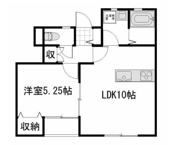 岡山市北区西花尻のアパートの間取り