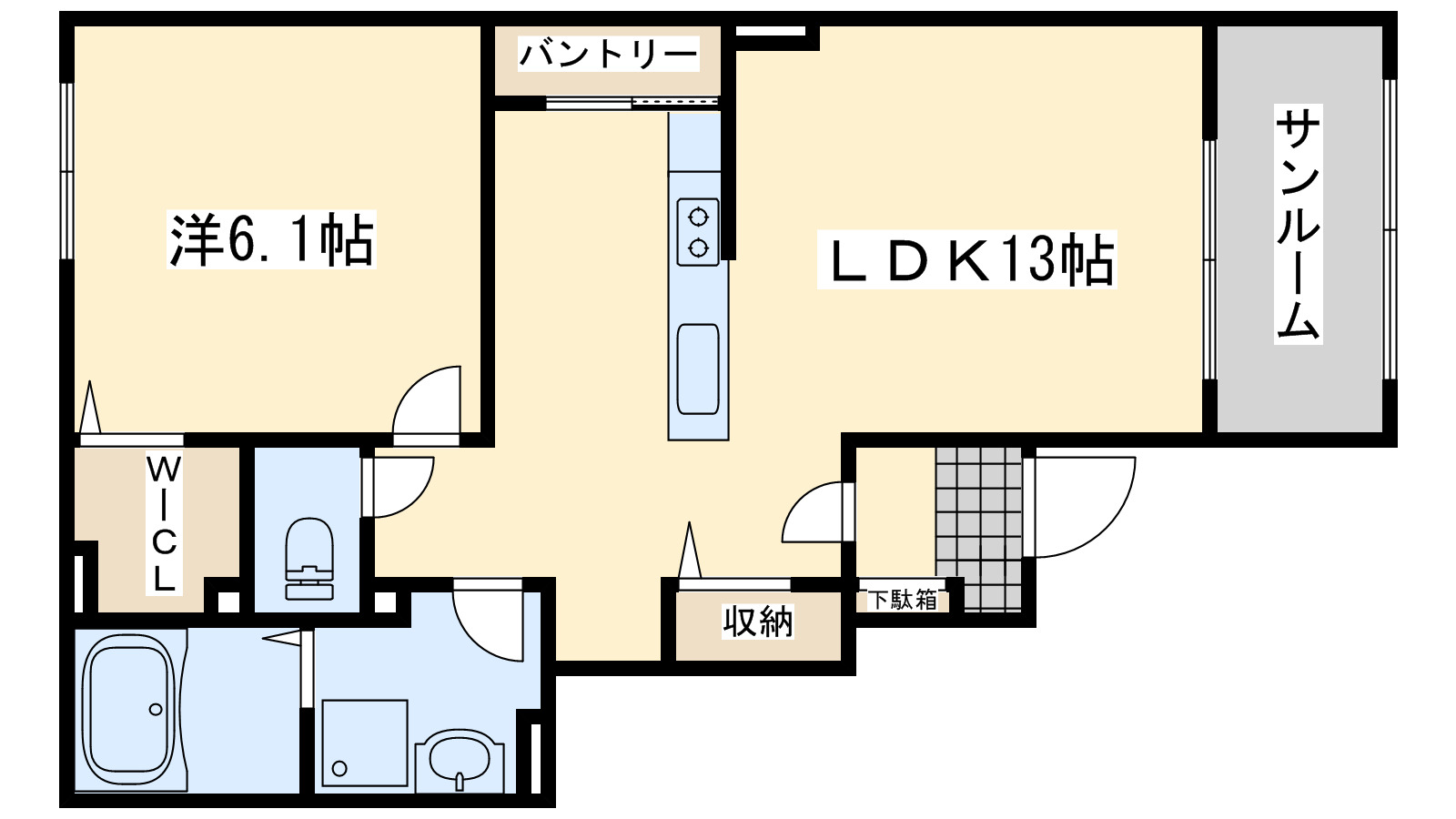 阪南市鳥取のアパートの間取り