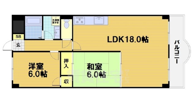 京都市右京区太秦下刑部町のマンションの間取り