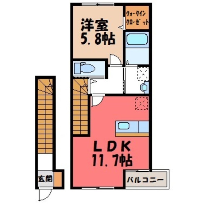 宇都宮市インターパークのアパートの間取り