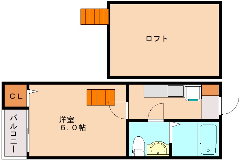 福岡市西区小戸のアパートの間取り