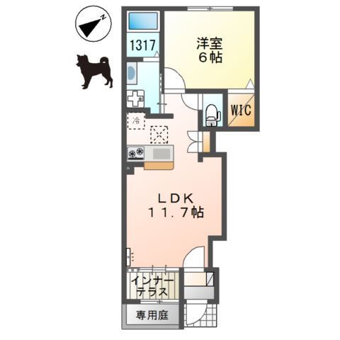 姫路市奥山のアパートの間取り