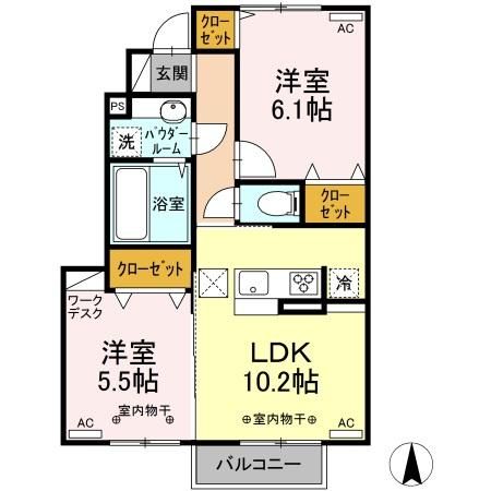 伊勢崎市茂呂町のアパートの間取り