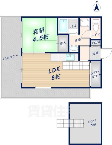 東大阪市池之端町のマンションの間取り