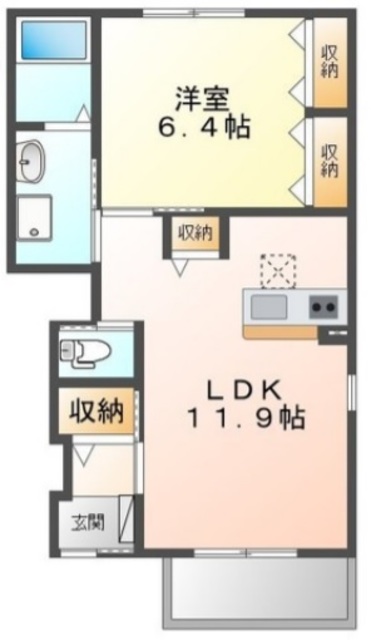 ＪＲ関西本線 久宝寺駅 徒歩5分 2階建 築14年の間取り写真