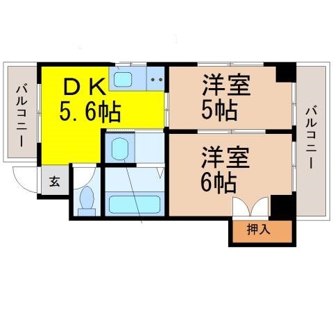 地下鉄名城線 東別院駅 徒歩7分 5階建 築39年の間取り写真