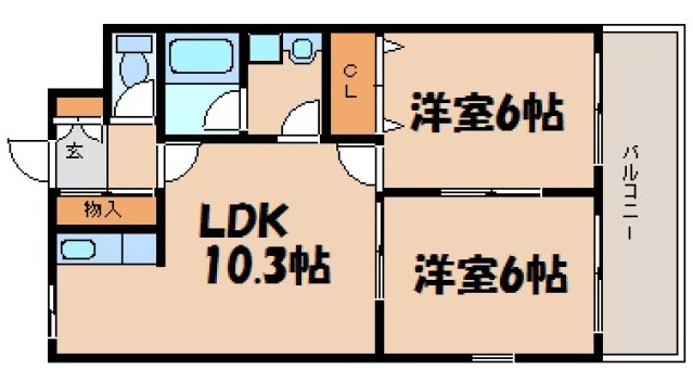 安芸郡海田町新町のマンションの間取り