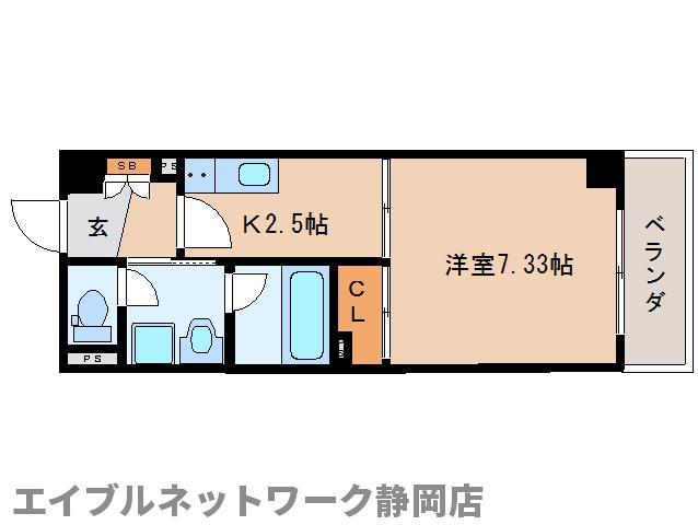 静岡市葵区七間町のマンションの間取り