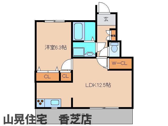 香芝市逢坂のアパートの間取り