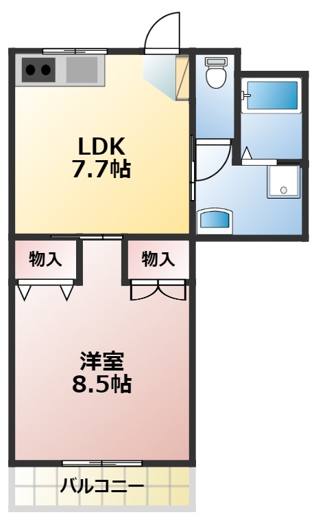 玉名市山田のマンションの間取り