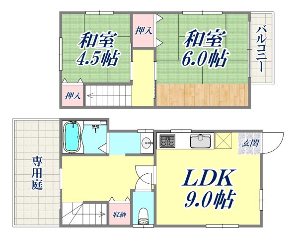 【友田町1丁目貸家の間取り】