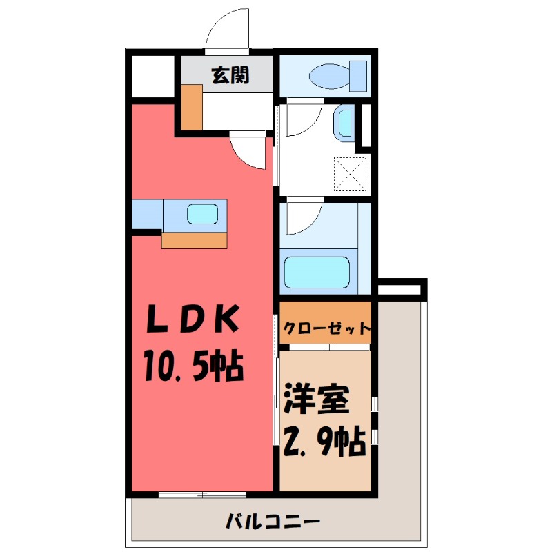 宇都宮市西大寛のマンションの間取り