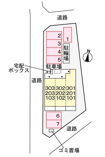 【ヴィラ・ラフィネの駐車場】