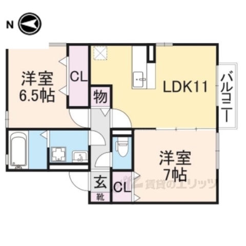 磯城郡田原本町大字新町のアパートの間取り