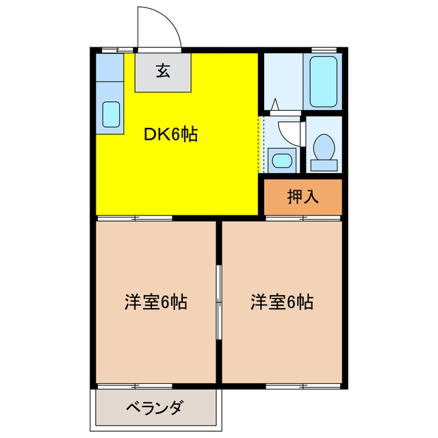 岐阜市茜町のアパートの間取り