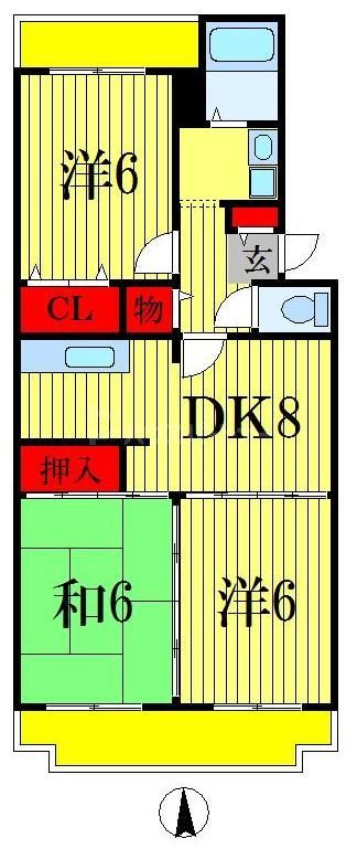 船橋市本中山のマンションの間取り