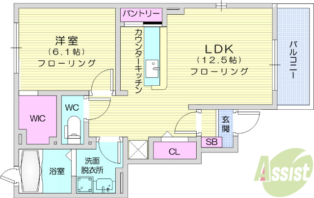 岩沼市南長谷のアパートの間取り