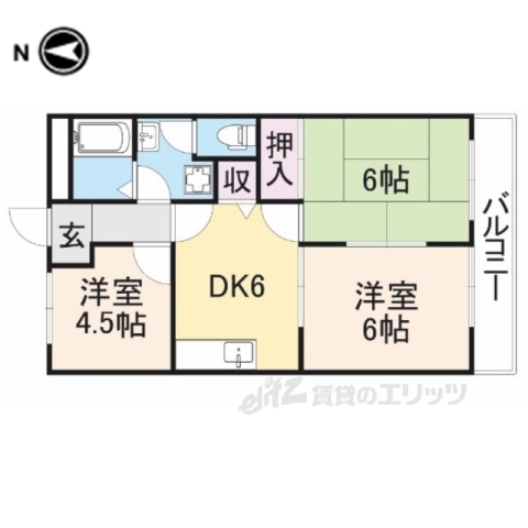 【橿原市鳥屋町のアパートの間取り】