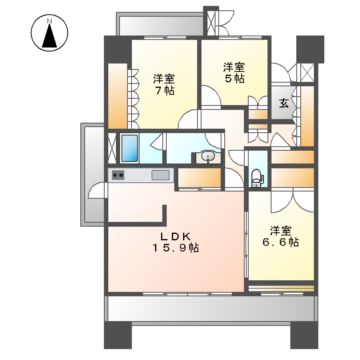 名古屋市東区矢田南のマンションの間取り