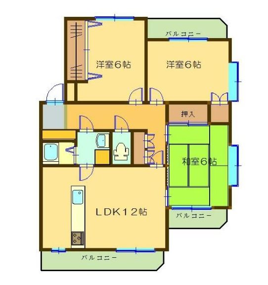 恒吉マンションD棟の間取り