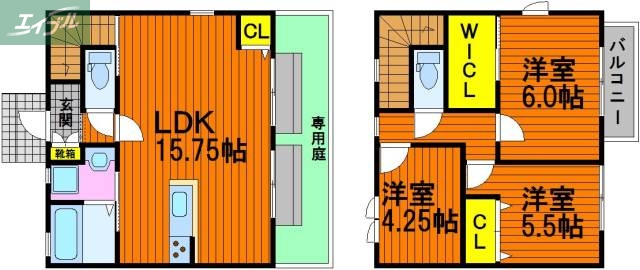 グリーンテラス福泊　B棟の間取り