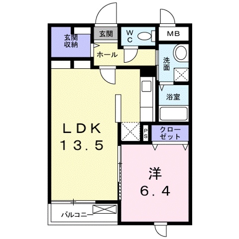 甲賀市甲南町寺庄のマンションの間取り