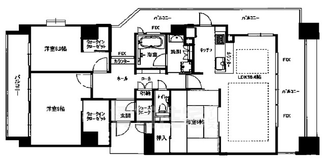 大津市におの浜のマンションの間取り