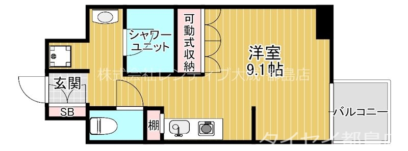 大阪市都島区友渕町のマンションの間取り