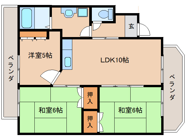 生駒市小平尾町のマンションの間取り