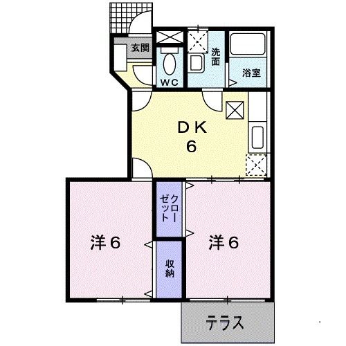 津山市戸島のアパートの間取り