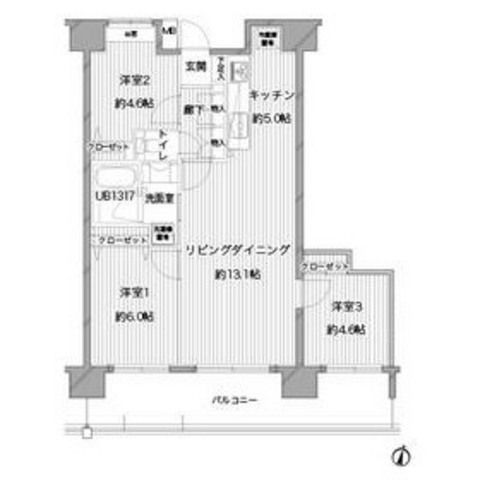 さいたま市浦和区常盤のマンションの間取り