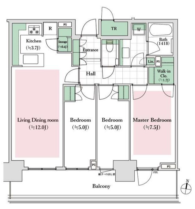 新宿区西新宿のマンションの間取り