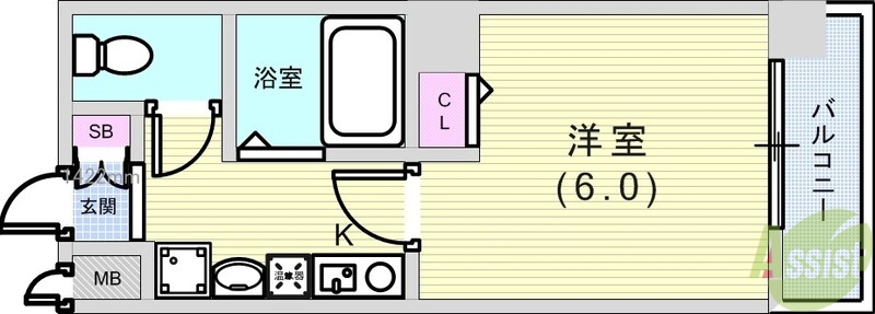 神戸市灘区友田町のマンションの間取り