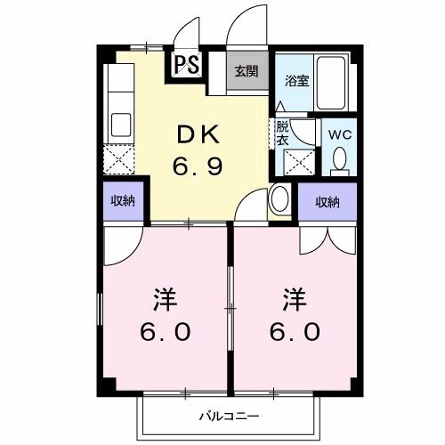 関市肥田瀬のアパートの間取り