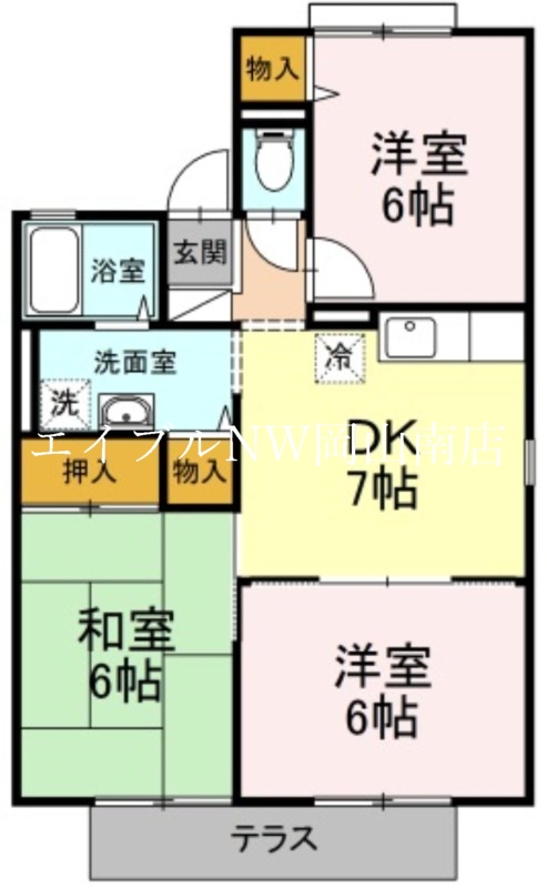 岡山市南区万倍のアパートの間取り