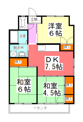 山形市宮町のマンションの間取り