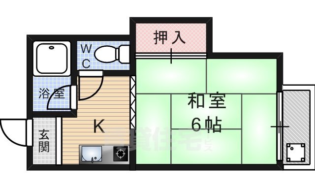 宇治市伊勢田町のマンションの間取り