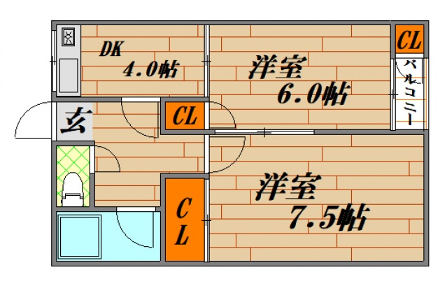 広島市西区南観音のアパートの間取り