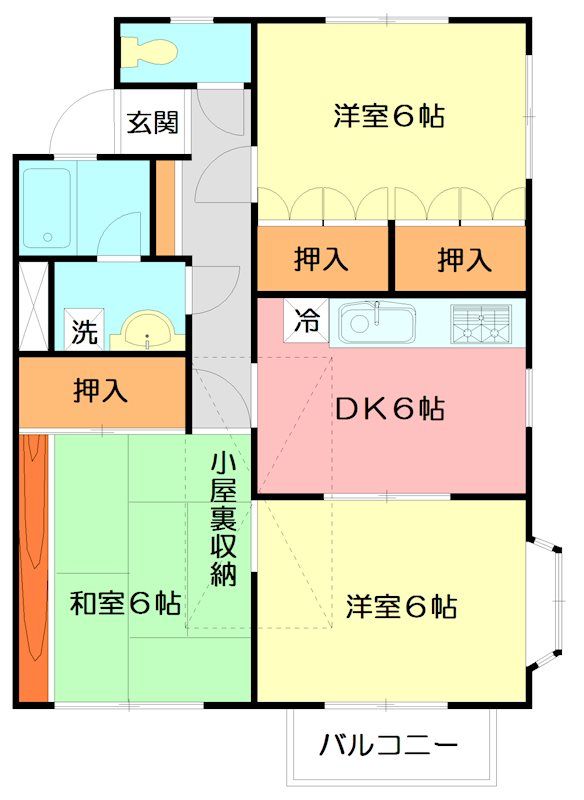 秦野市寺山のアパートの間取り