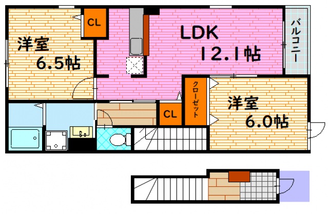 三次市畠敷町のアパートの間取り