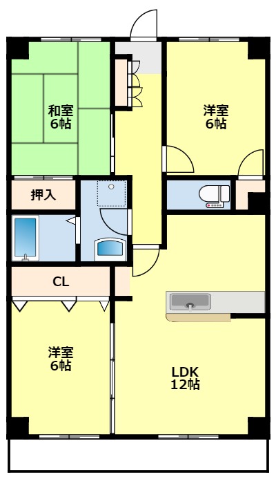 萩野マンションＡ棟の間取り