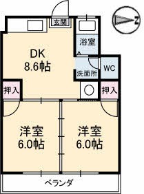 ＪＲ呉線 呉駅 バス乗車時間：60分 最寄りバス停で下車 徒歩3分 4階建 築51年の間取り写真