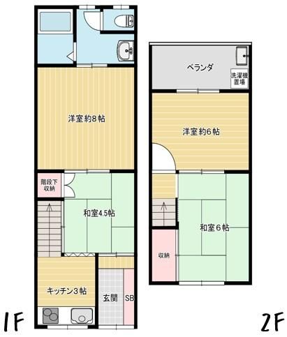 淡路貸家4の間取り写真