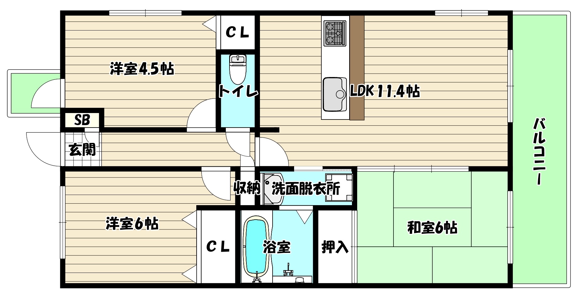 阪急宝塚線 三国駅 徒歩10分 8階建 築27年の間取り写真
