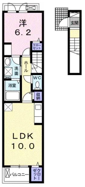 大竹市南栄のアパートの間取り