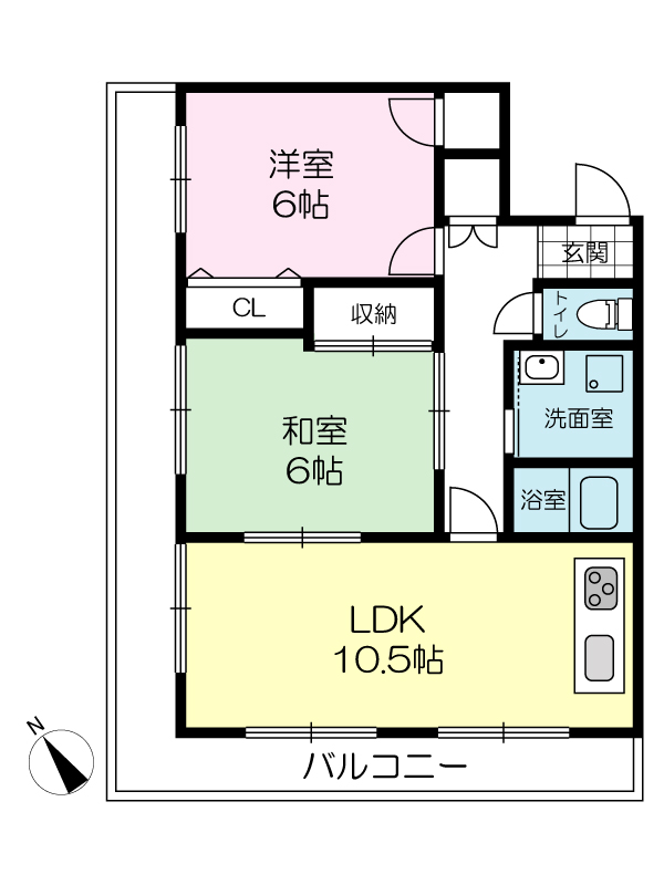 マリンハイツ田尻！3階角部屋！賃料5.7万円！の間取り