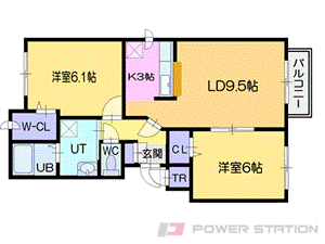 【小樽市新富町のマンションの間取り】